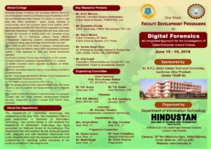 FDP on “Digital Forensic : An Integrated Approach for Cyber crime” in Department of Computer Science and Engineering / Information Technology